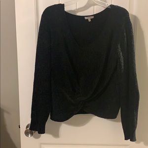 Black chenille cropped sweater